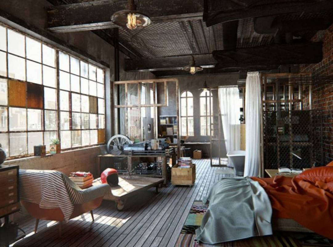 Phòng ngủ Industrial decor đơn giản