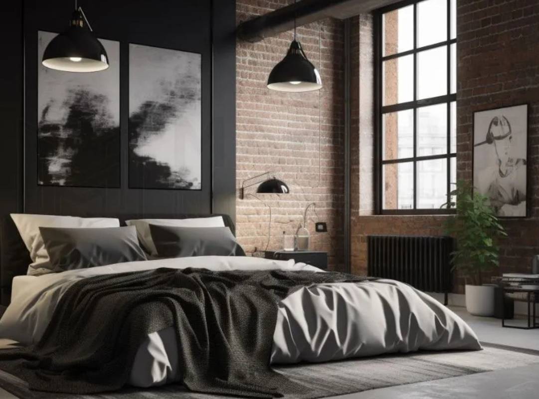 Mẫu phòng ngủ Industrial kết hợp giữa hiện đại và cổ điển