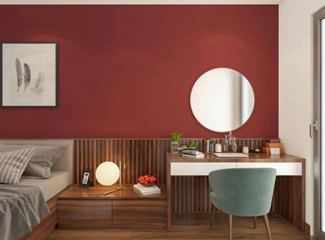 Phòng ngủ mệnh Hỏa hợp phong thủy tông đỏ và trắng