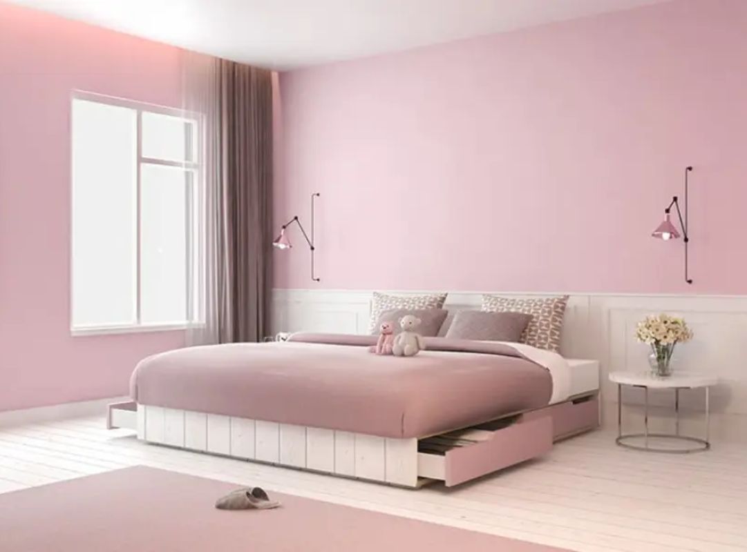 Không gian trẻ trung với màu hồng tươi sáng