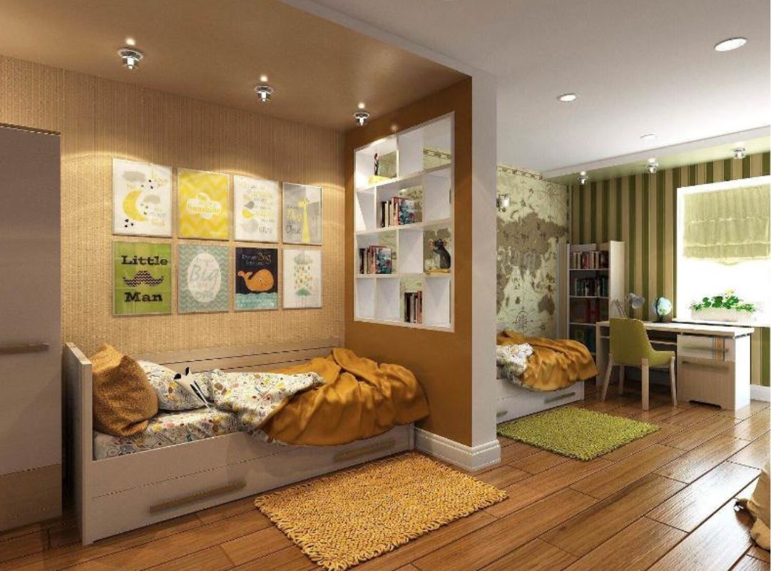 Thiết kế thông minh cho phòng ngủ bố mẹ và con nhỏ gọn.