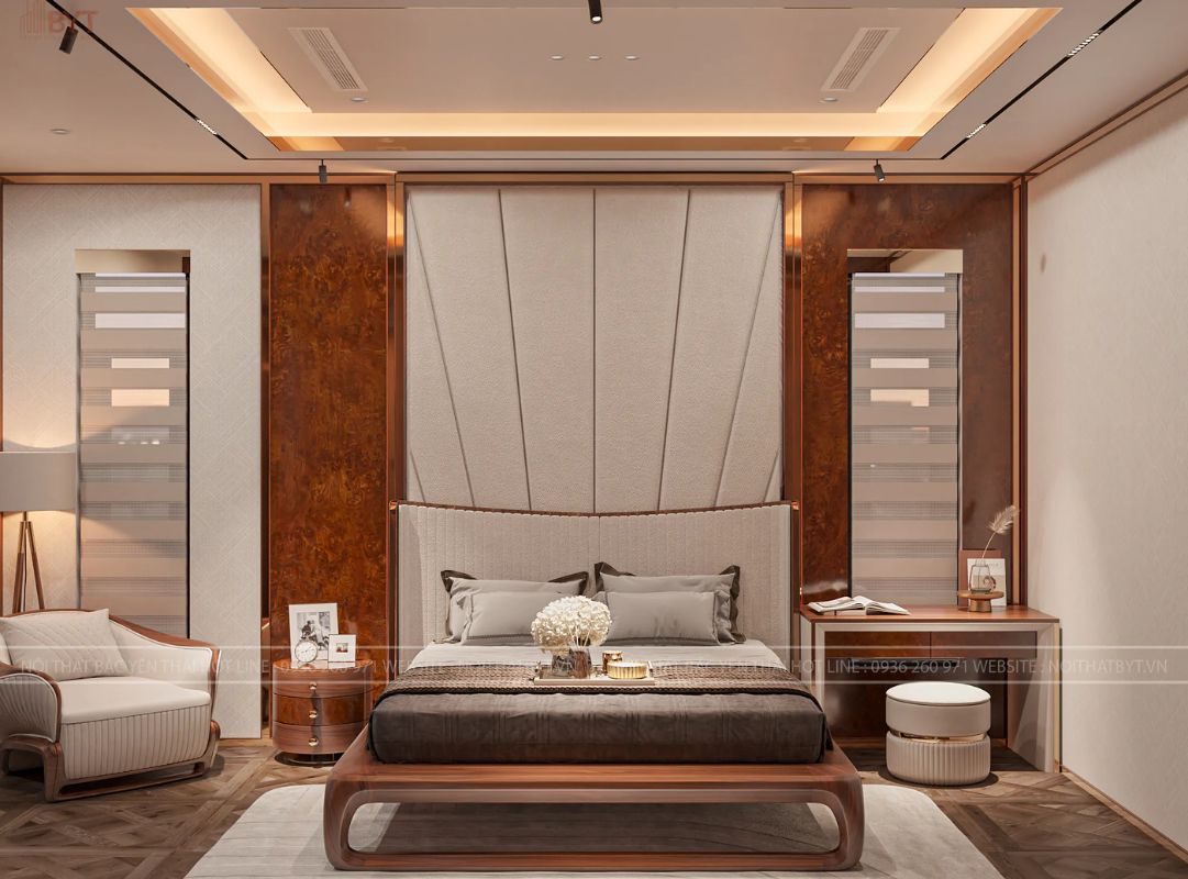 Ánh sáng nhẹ nhàng tạo cảm giác thư thái cho cả căn phòng.