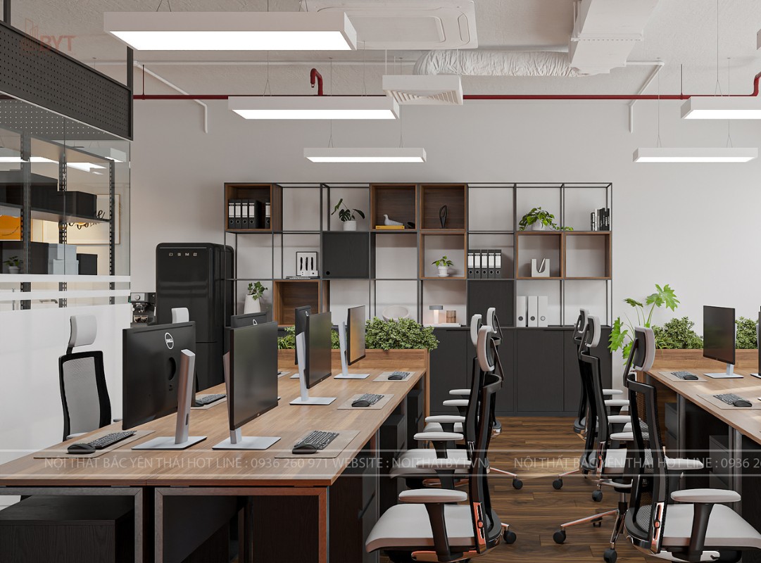 Không gian làm việc mộc mạc, đơn giản