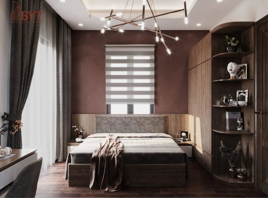 Không gian thư giãn chuẩn gu với nội thất phòng ngủ gỗ óc chó