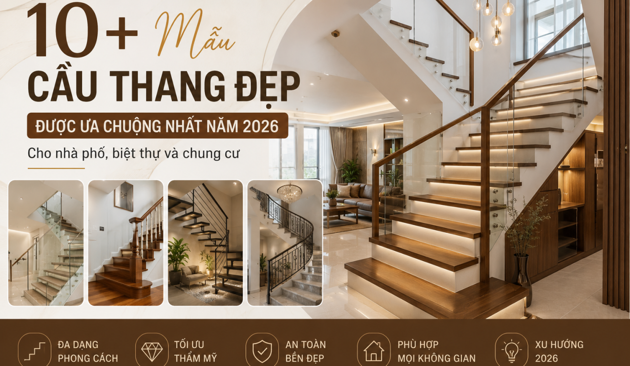 10+ mẫu cầu thang đẹp được ưa chuộng nhất năm 2026
