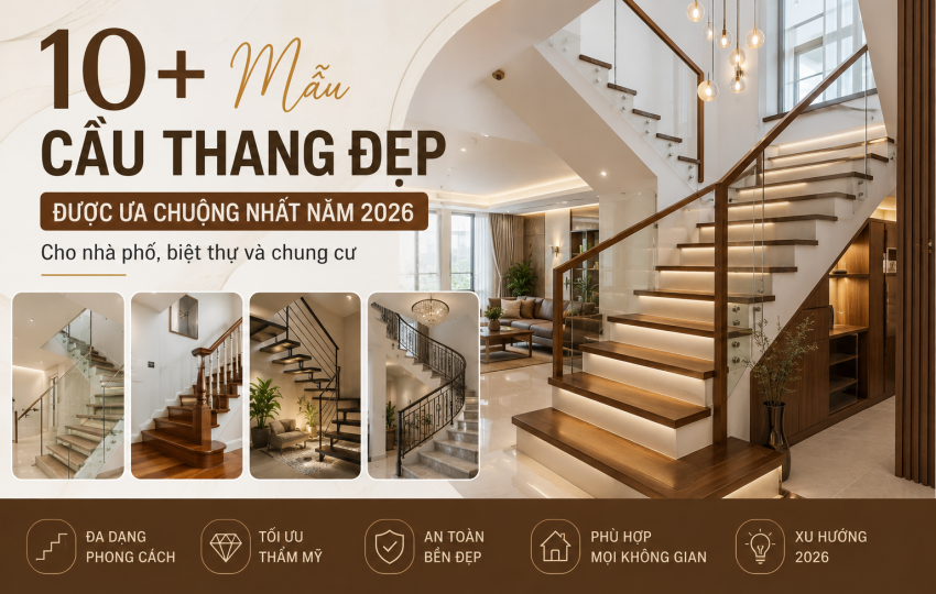 10+ mẫu cầu thang đẹp được ưa chuộng nhất năm 2026