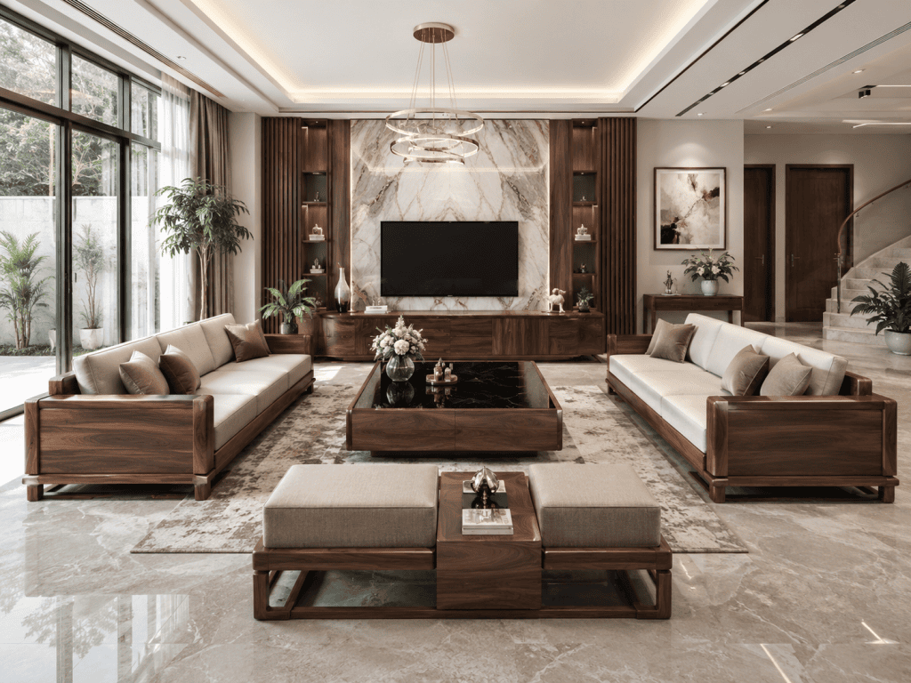 7 Kinh nghiệm chọn mua sofa gỗ óc chó chính hãng
