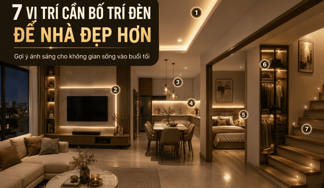 7 vị trí cần bố trí đèn để căn nhà đẹp hơn vào buổi tối