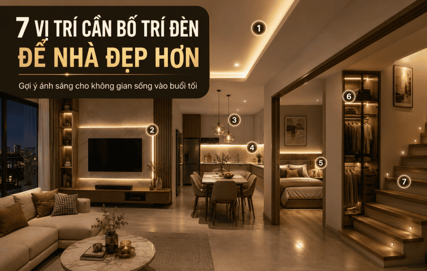 7 vị trí cần bố trí đèn để căn nhà đẹp hơn vào buổi tối