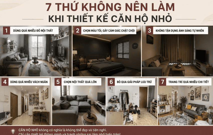 7 THỨ KHÔNG NÊN LÀM KHI THIẾT KẾ CĂN HỘ NHỎ