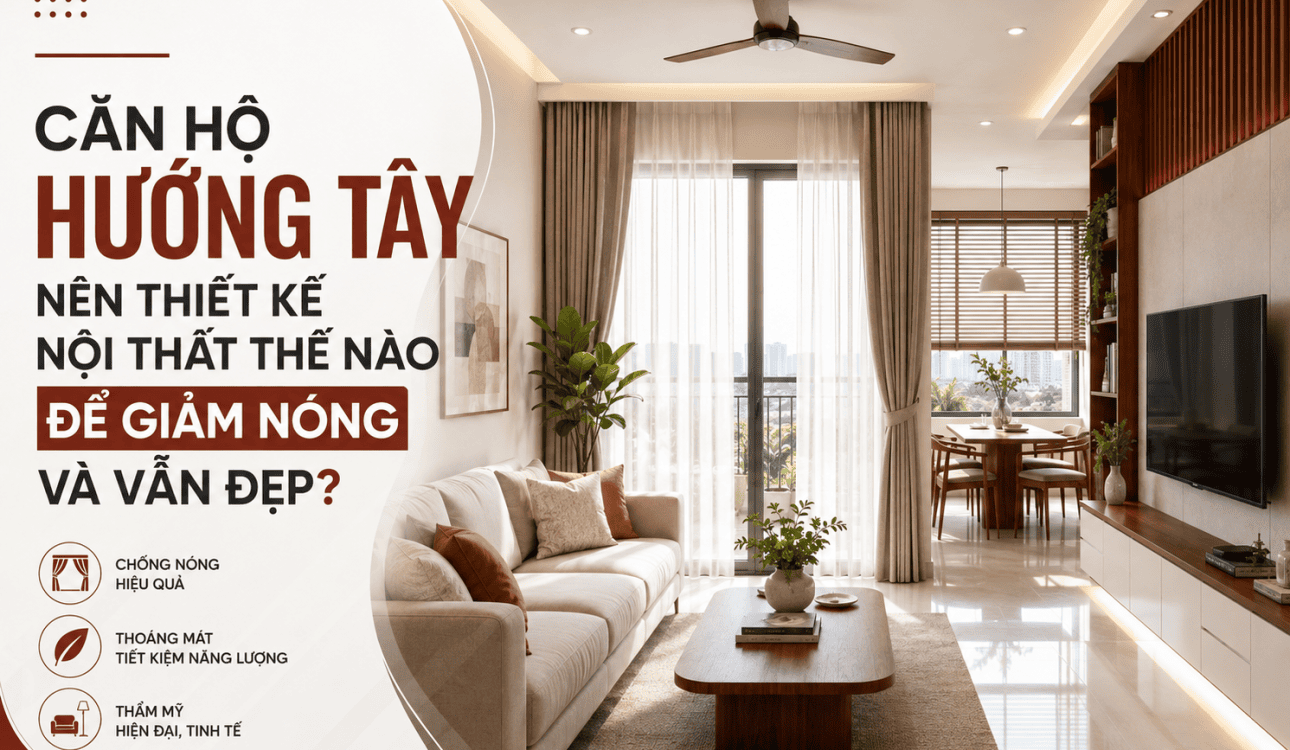 CĂN HỘ HƯỚNG TÂY NÊN THIẾT KẾ NỘI THẤT THẾ NÀO ĐỂ GIẢM NÓNG VÀ VẪN ĐẸP?