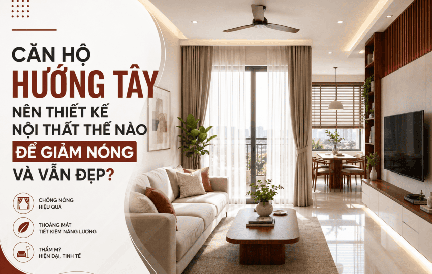 CĂN HỘ HƯỚNG TÂY NÊN THIẾT KẾ NỘI THẤT THẾ NÀO ĐỂ GIẢM NÓNG VÀ VẪN ĐẸP?