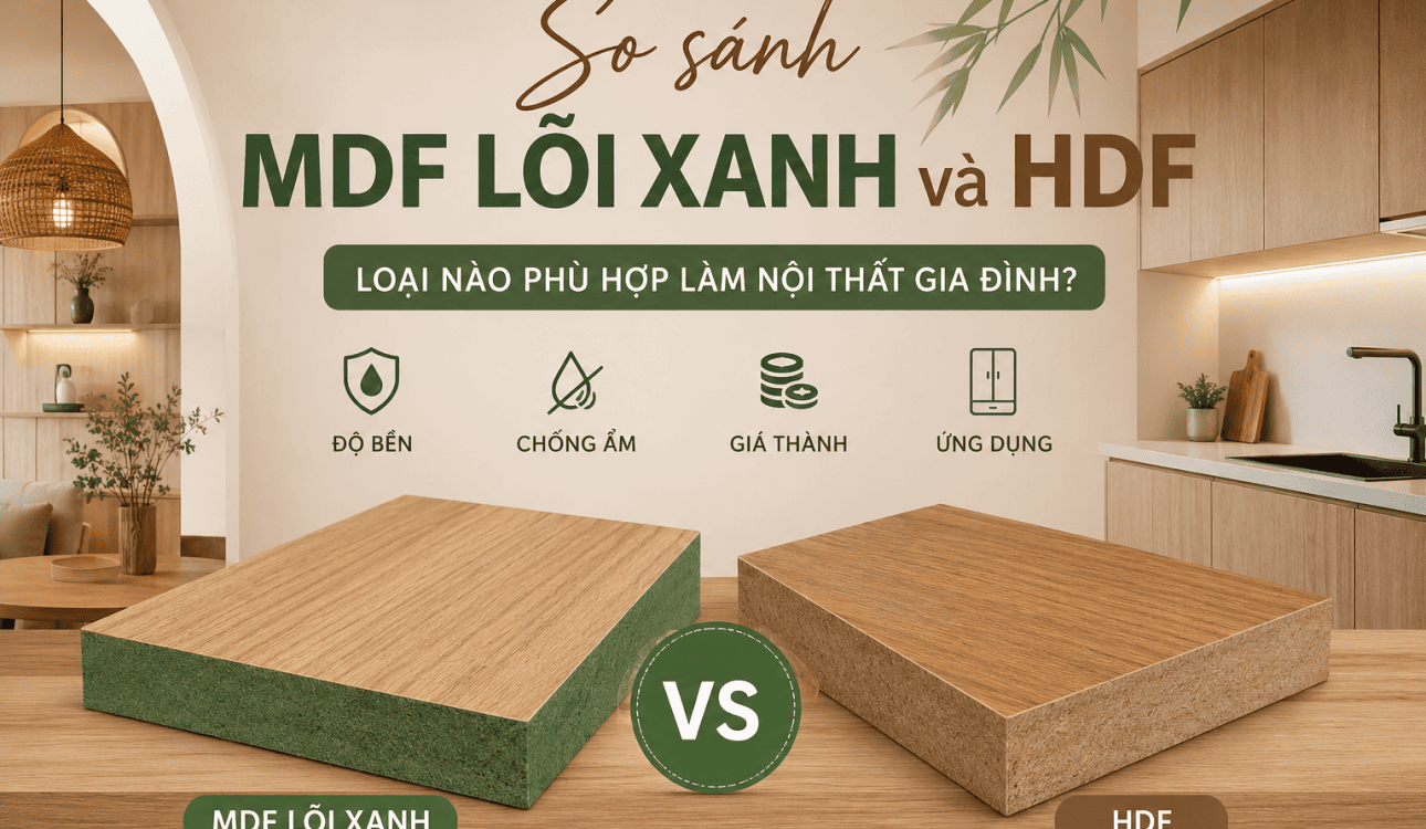 So sánh MDF lõi xanh và HDF: Loại gỗ nào phù hợp làm nội thất gia đình?