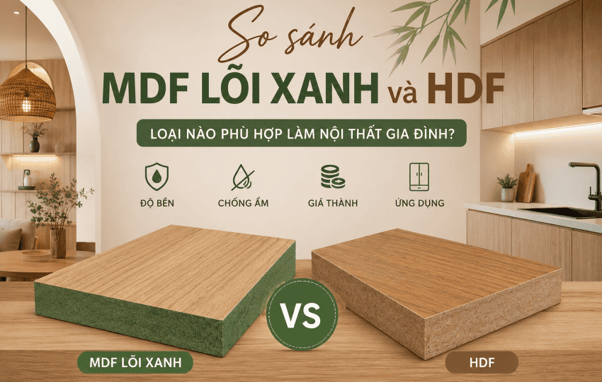 So sánh MDF lõi xanh và HDF: Loại gỗ nào phù hợp làm nội thất gia đình?