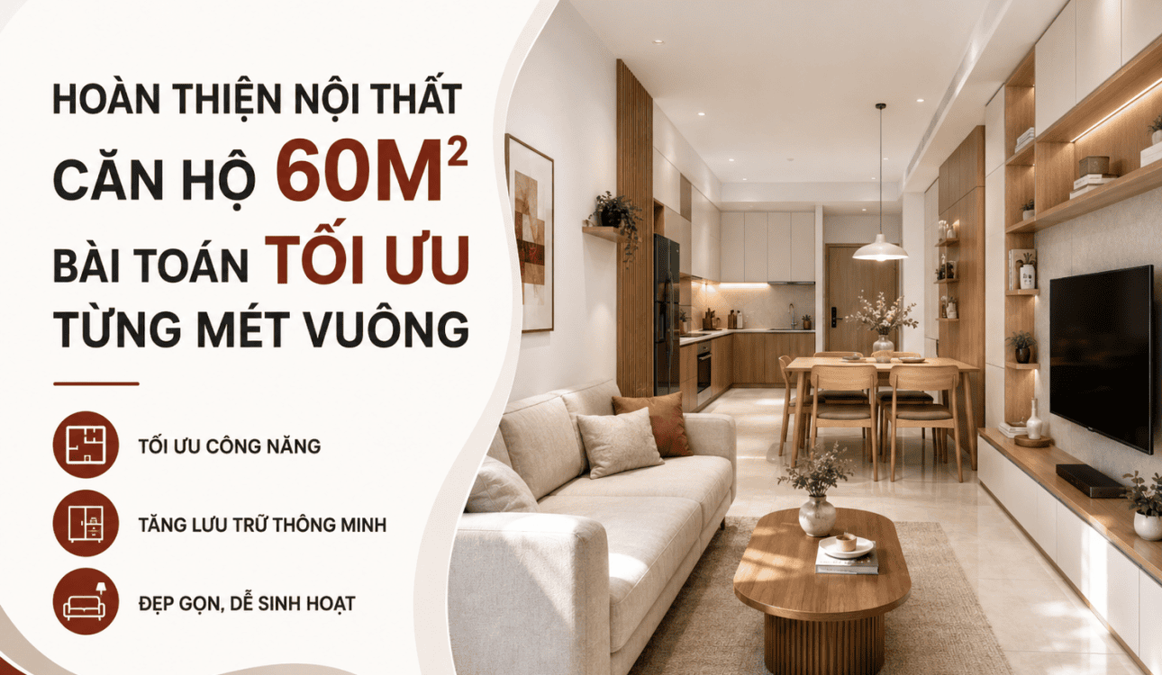 HOÀN THIỆN NỘI THẤT CĂN HỘ 60M²: BÀI TOÁN TỐI ƯU TỪNG MÉT VUÔNG
