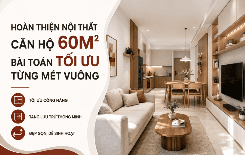 HOÀN THIỆN NỘI THẤT CĂN HỘ 60M²: BÀI TOÁN TỐI ƯU TỪNG MÉT VUÔNG