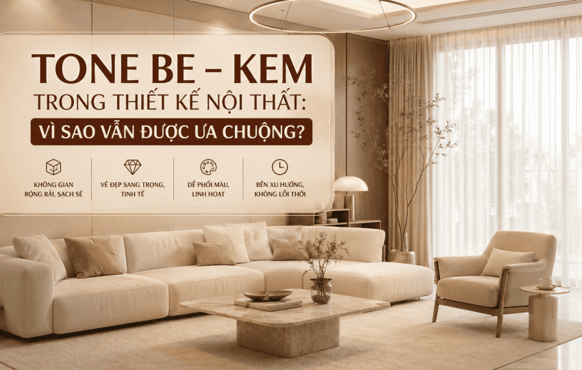 TONE BE – KEM TRONG THIẾT KẾ NỘI THẤT: VÌ SAO VẪN ĐƯỢC ƯA CHUỘNG?