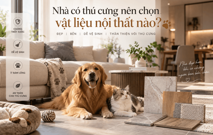 7 vật liệu nội thất cho nhà có thú cưng nên chọn