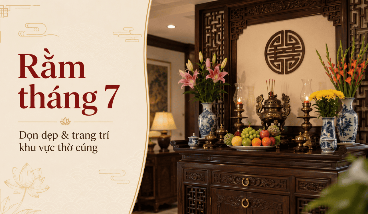 Rằm tháng 7: 5 lưu ý dọn dẹp và trang trí khu vực thờ cúng trang nghiêm