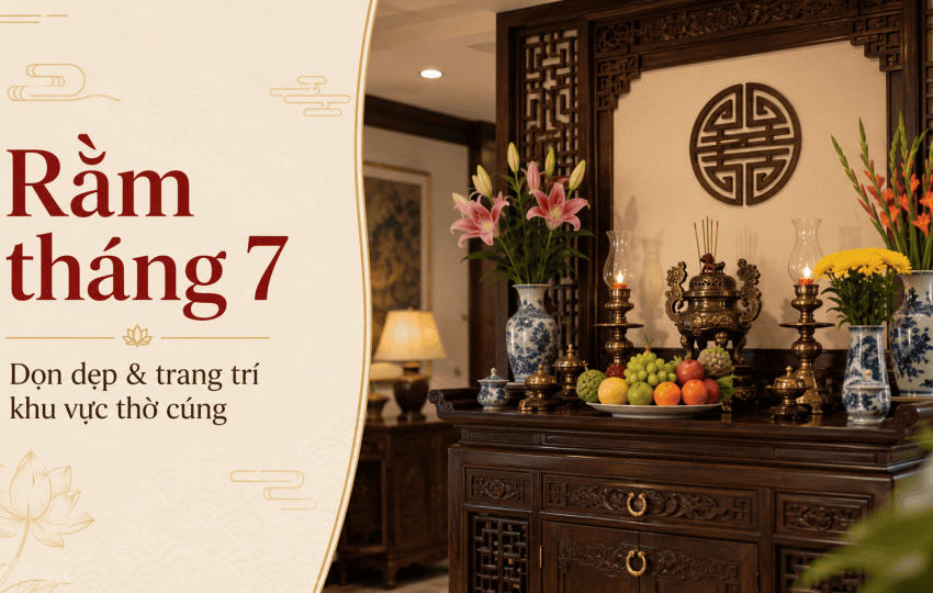 Rằm tháng 7: 5 lưu ý dọn dẹp và trang trí khu vực thờ cúng trang nghiêm