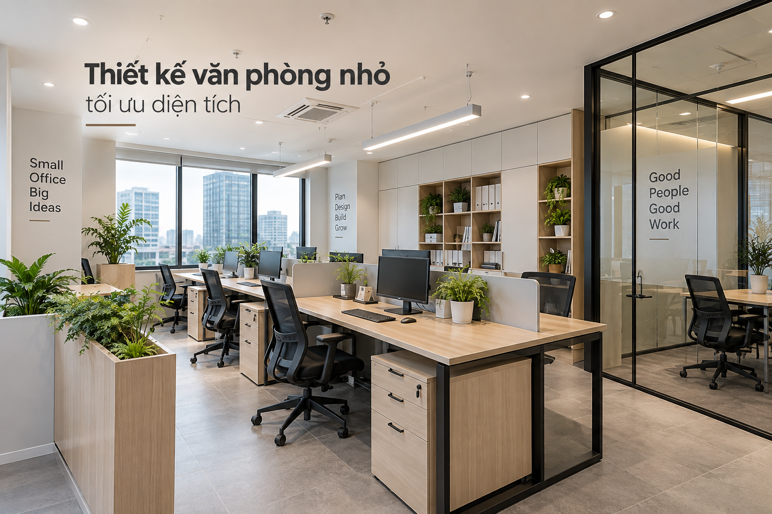 THIẾT KẾ VĂN PHÒNG NHỎ: 10 GIẢI PHÁP TỐI ƯU DIỆN TÍCH HIỆU QUẢ