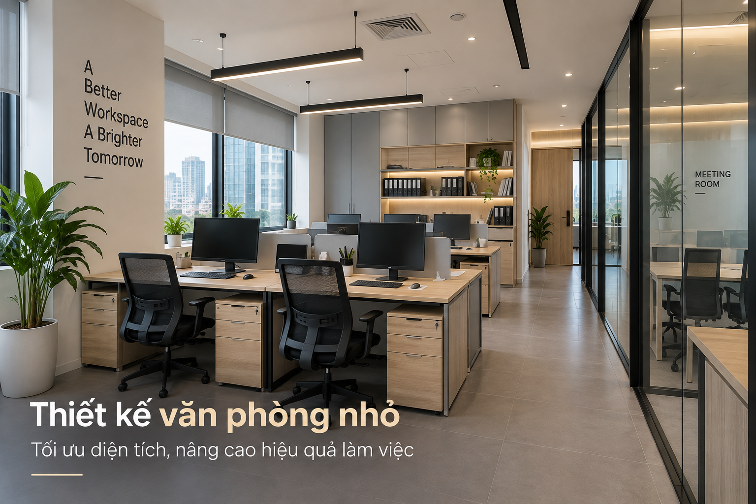 THIẾT KẾ VĂN PHÒNG NHỎ: 10 GIẢI PHÁP TỐI ƯU DIỆN TÍCH HIỆU QUẢ