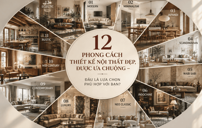 12 PHONG CÁCH THIẾT KẾ NỘI THẤT ĐẸP, ĐƯỢC ƯA CHUỘNG – ĐÂU LÀ LỰA CHỌN PHÙ HỢP VỚI BẠN?