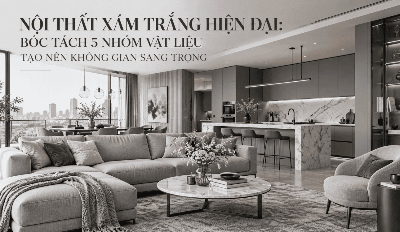 Nội thất xám trắng hiện đại: Bóc tách 5 nhóm vật liệu tạo nên không gian sang trọng