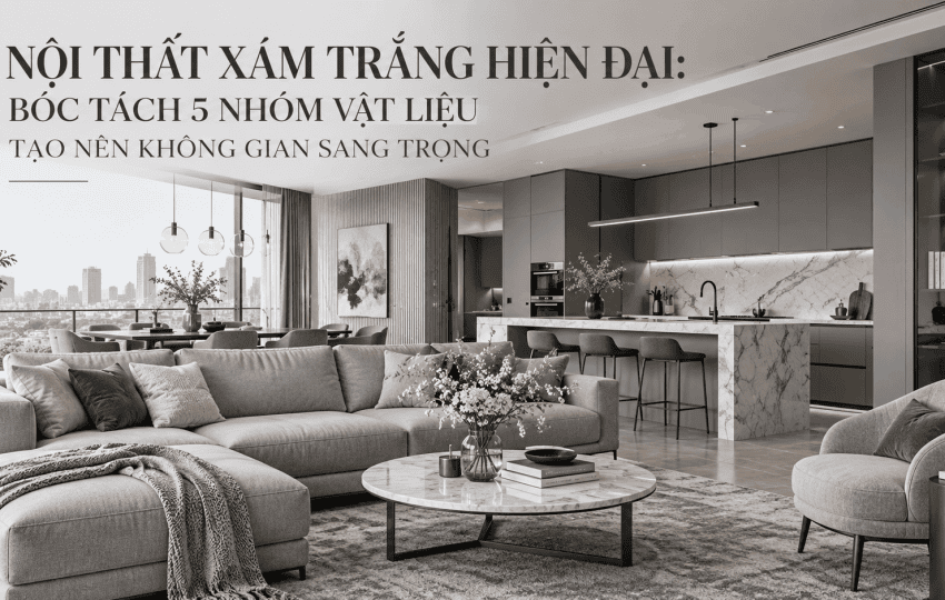 Nội thất xám trắng hiện đại: Bóc tách 5 nhóm vật liệu tạo nên không gian sang trọng