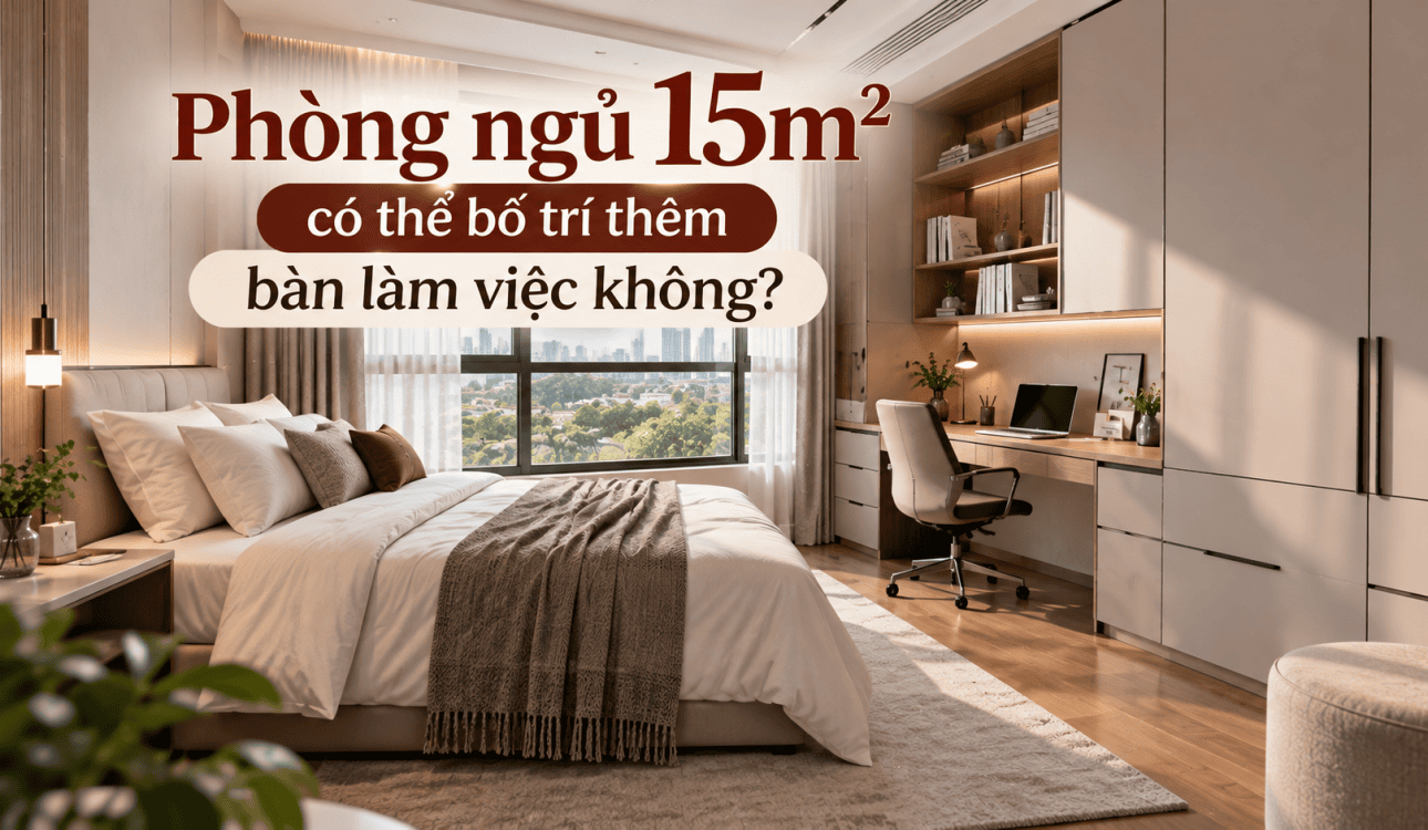 Phòng ngủ 15m² có thể bố trí thêm bàn làm việc không?
