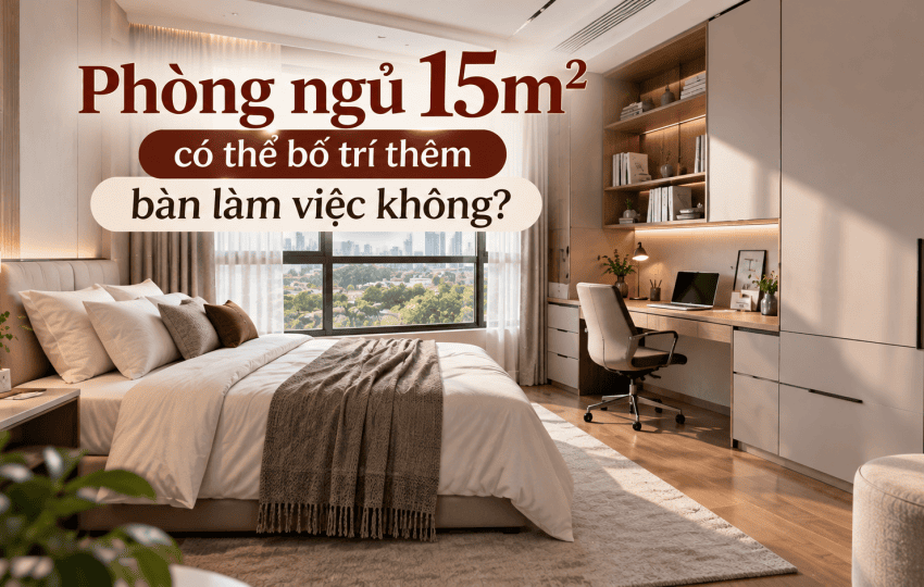 Phòng ngủ 15m² có thể bố trí thêm bàn làm việc không?
