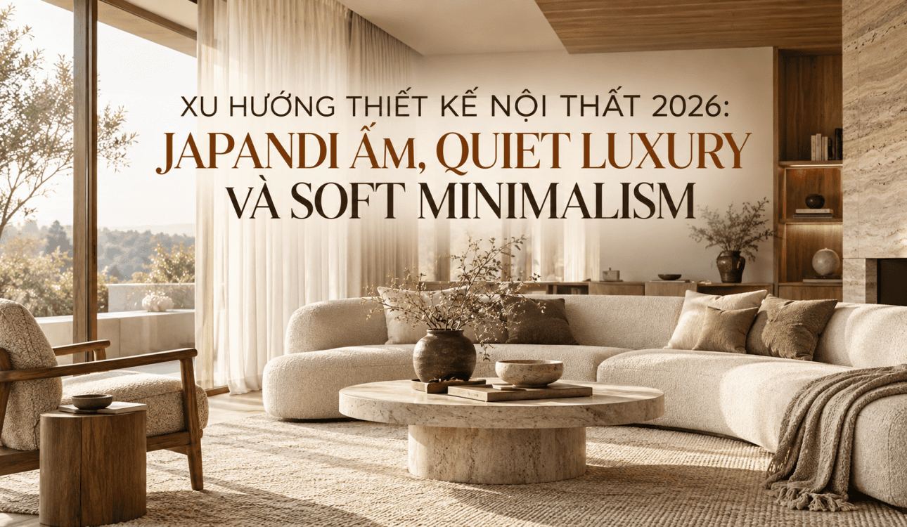 XU HƯỚNG THIẾT KẾ NỘI THẤT 2026: JAPANDI ẤM, QUIET LUXURY VÀ SOFT MINIMALISM