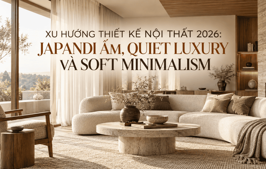 XU HƯỚNG THIẾT KẾ NỘI THẤT 2026: JAPANDI ẤM, QUIET LUXURY VÀ SOFT MINIMALISM