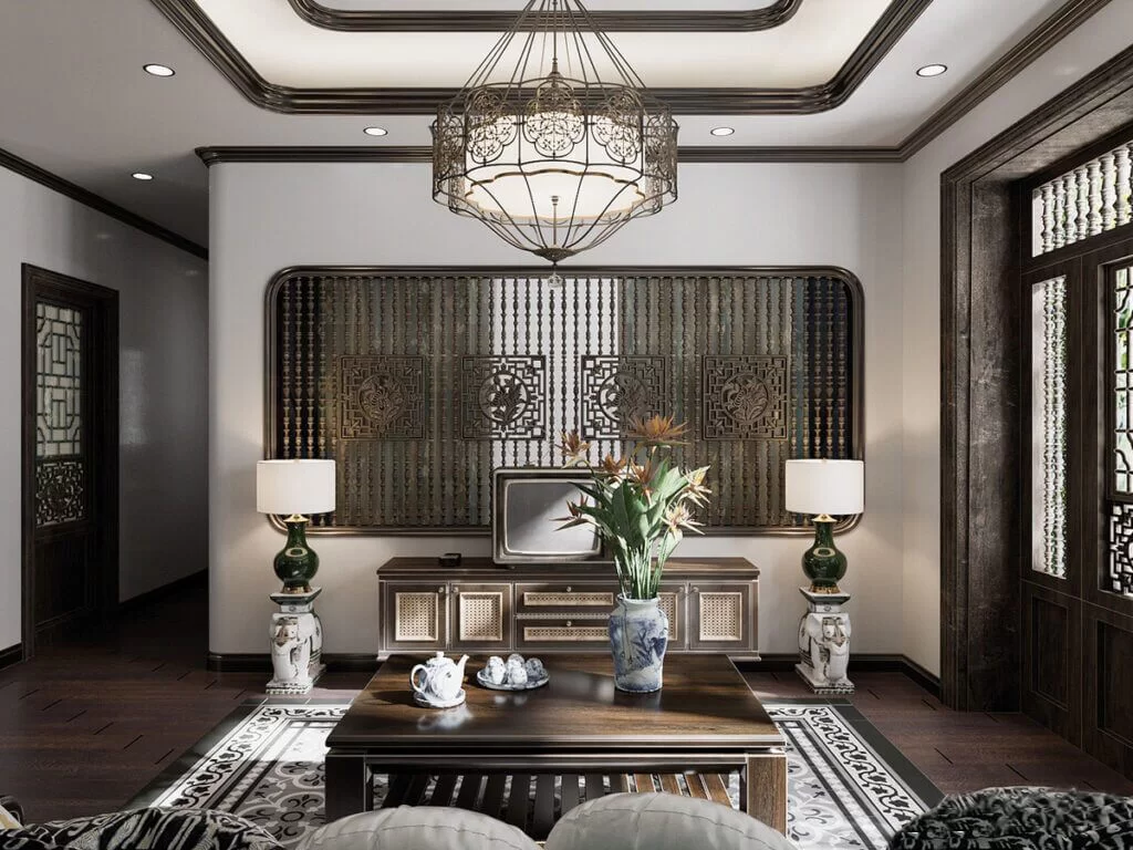 Mẫu thiết kế nội thất Indochine cho cặp vợ chồng trẻ
