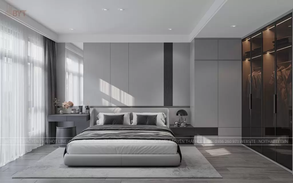 Hình ảnh phòng ngủ hiện lên với không gian rộng rãi và thanh lịch