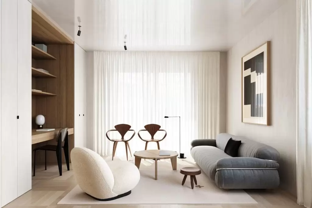 Mẫu thiết kế nội thất chung cư 58m2 phong cách tối giản