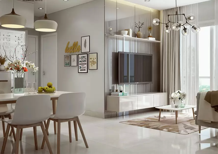 Mẫu thiết kế nội thất chung cư 67m2 phong cách Đương đại