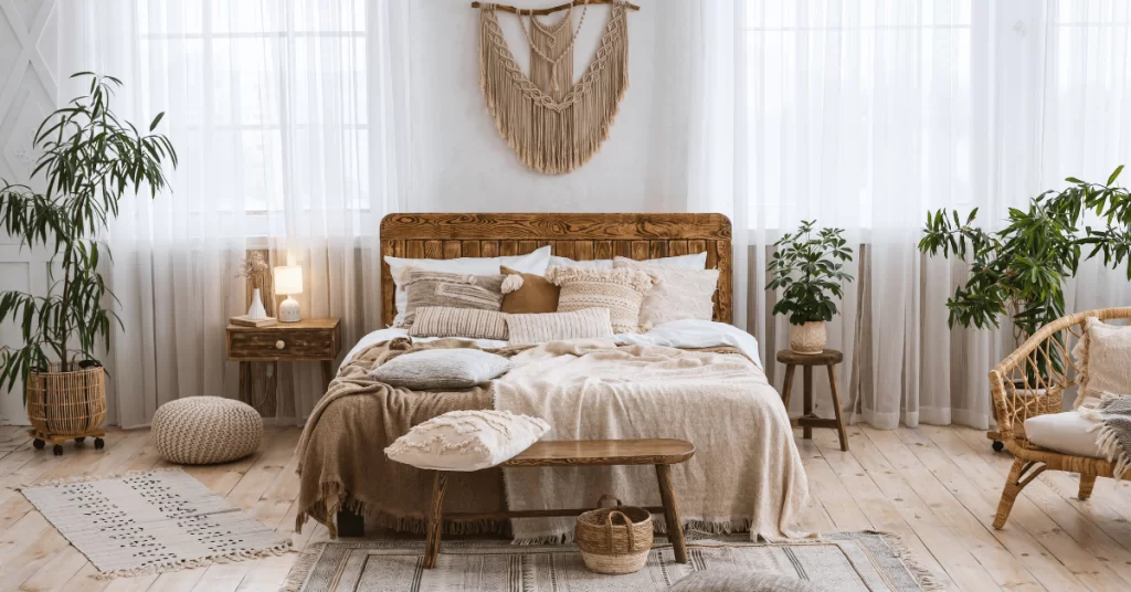 Thi công nội thất phòng ngủ phong cách Boho Chic