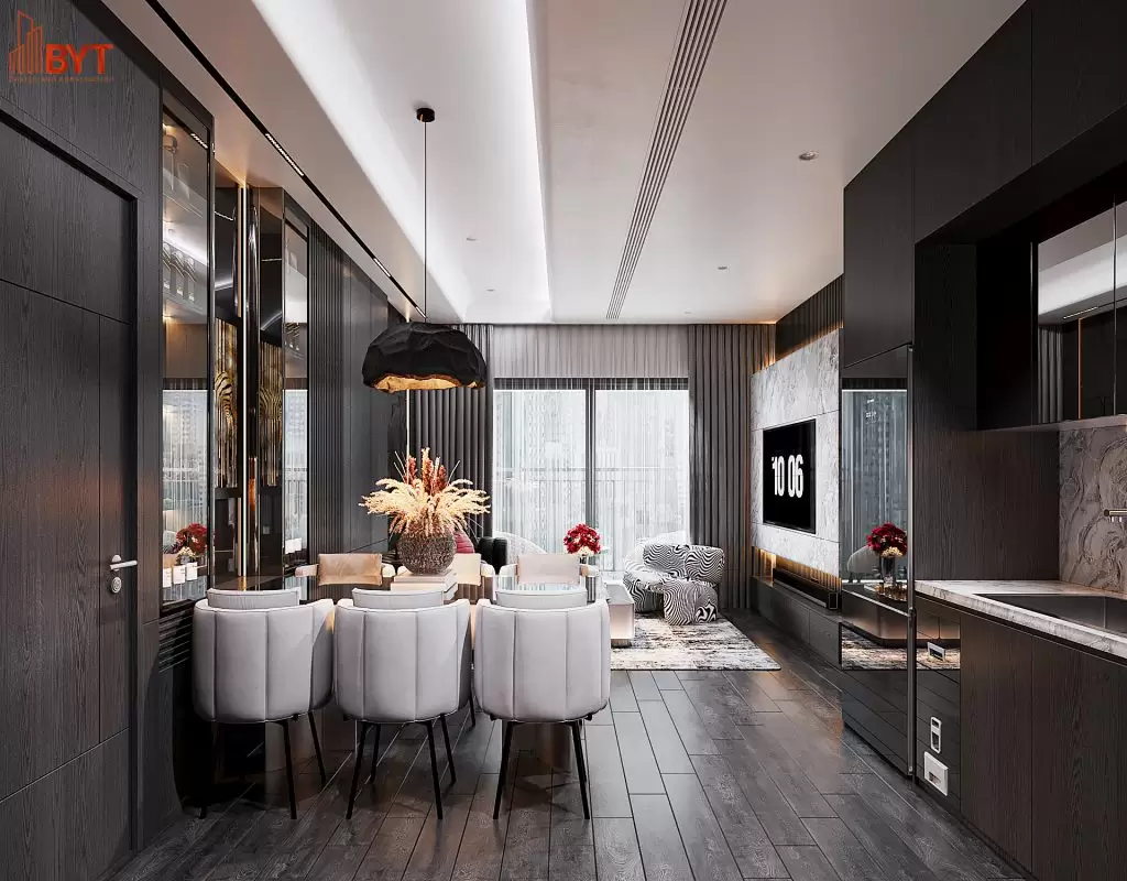 Thiết kế nội thất phòng bếp căn hộ 67m2